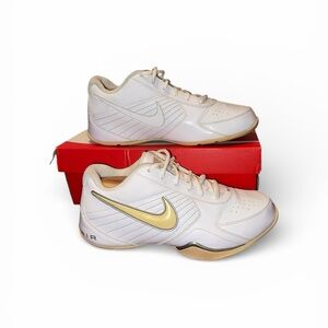 Nike White and Gold Athletic Basketball Shoes